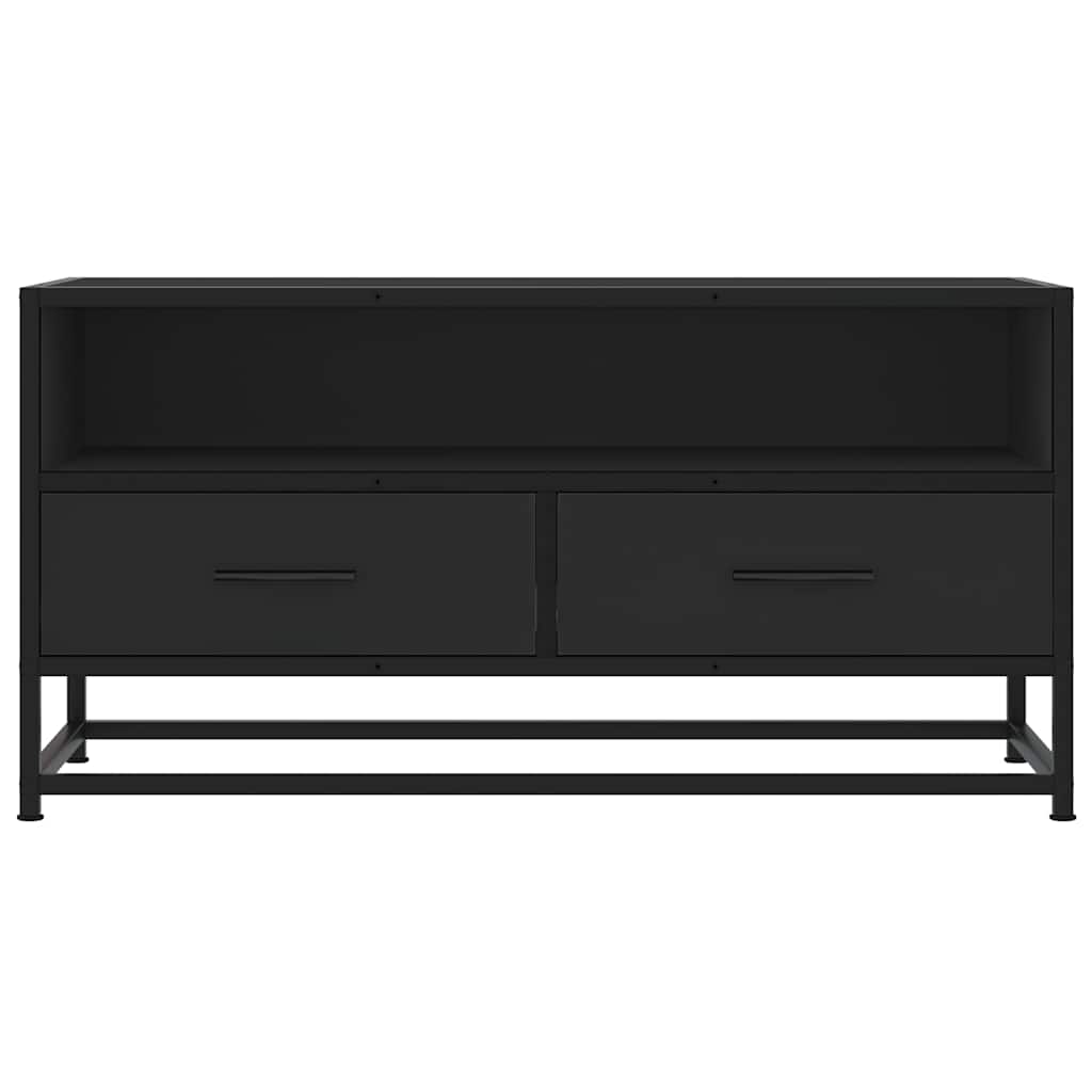 fekete szerelt fa és fém TV-szekrény 80x34,5x40 cm