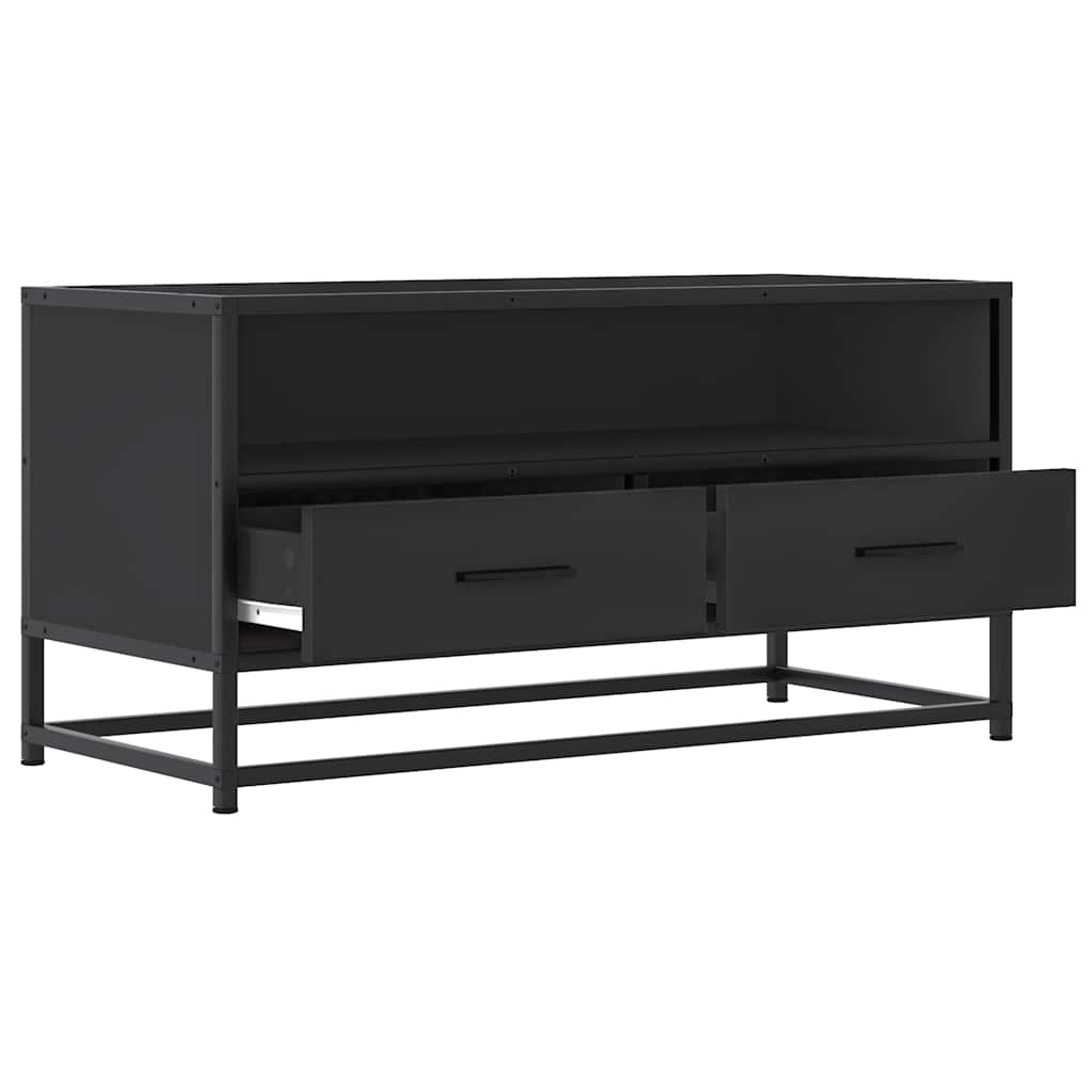 fekete szerelt fa és fém TV-szekrény 80x34,5x40 cm