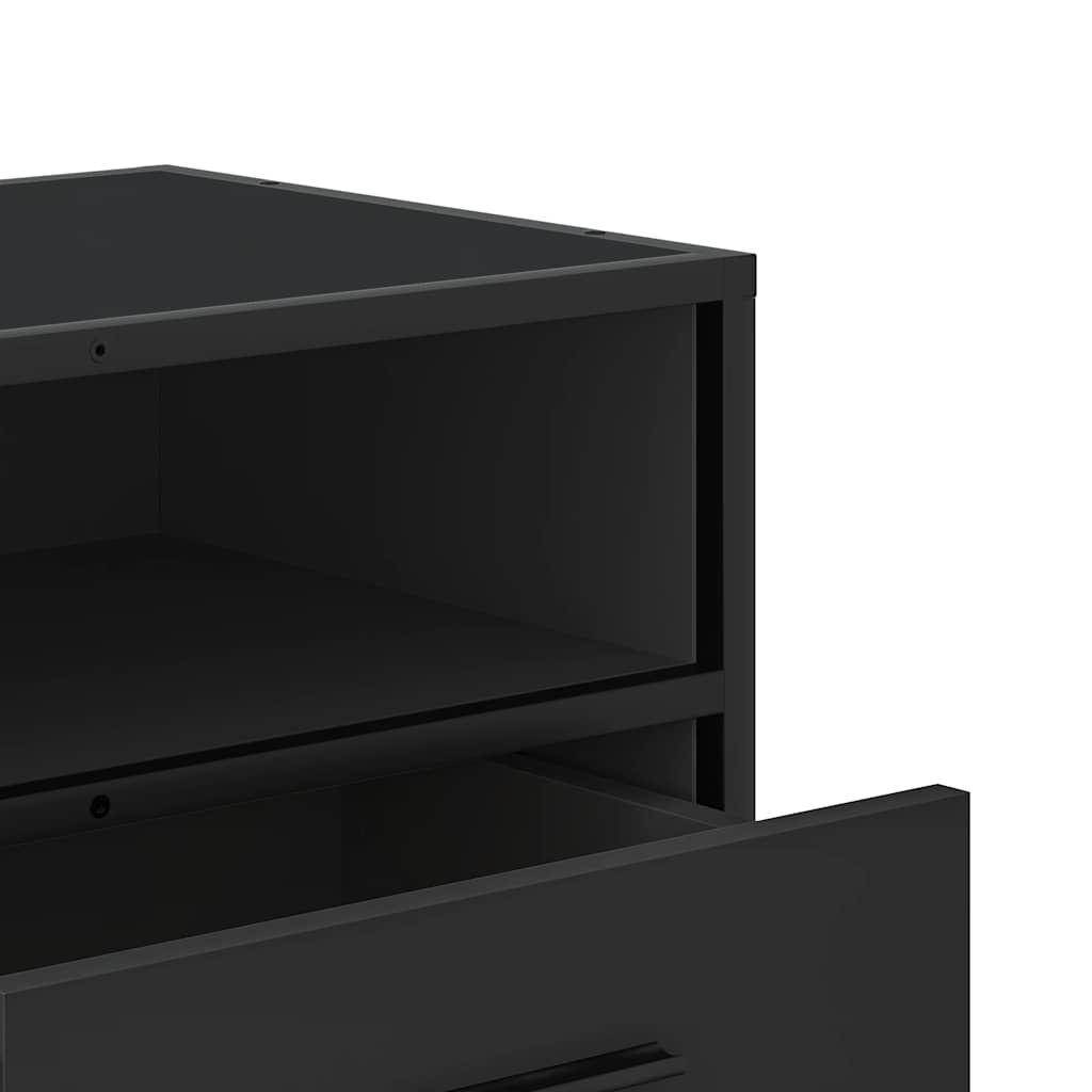 fekete szerelt fa és fém TV-szekrény 80x34,5x40 cm