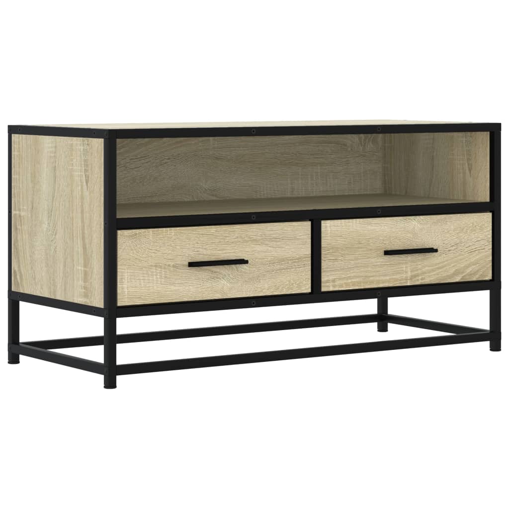 sonoma tölgyszínű szerelt fa és fém TV-szekrény 80x34,5x40 cm