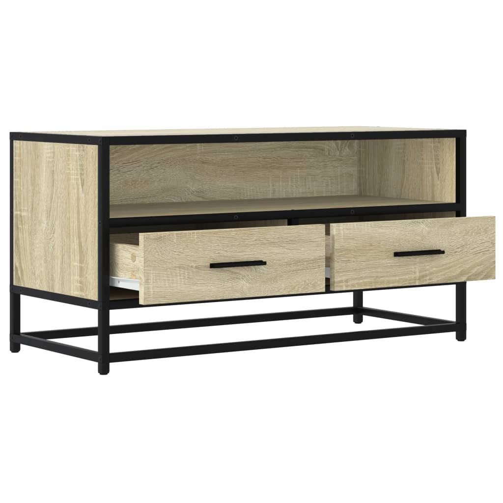 sonoma tölgyszínű szerelt fa és fém TV-szekrény 80x34,5x40 cm