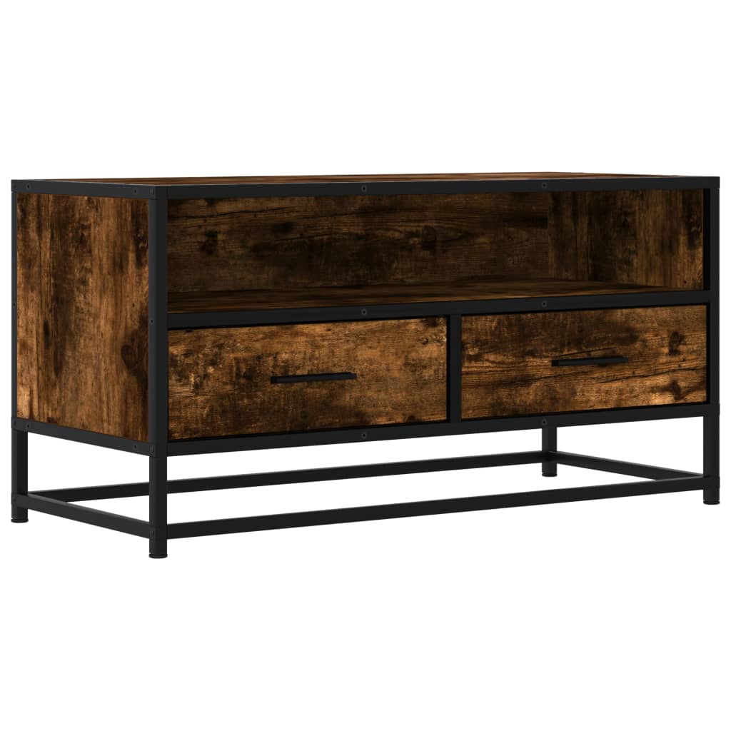 füstös tölgy színű szerelt fa és fém TV-szekrény 80x34,5x40 cm