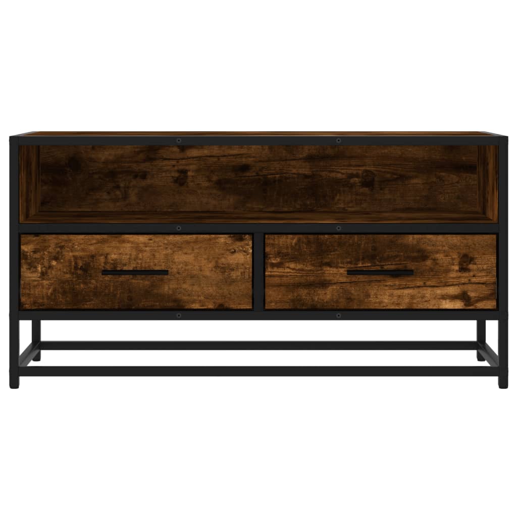 füstös tölgy színű szerelt fa és fém TV-szekrény 80x34,5x40 cm