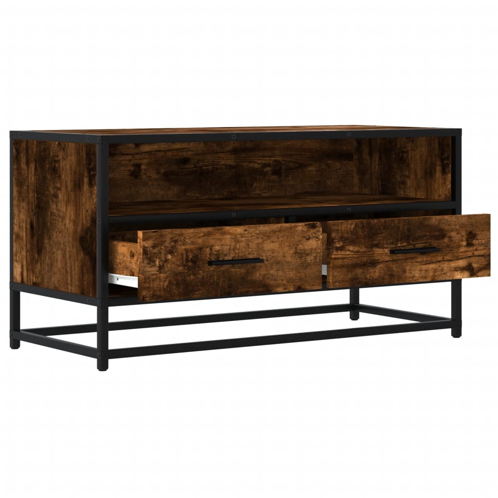füstös tölgy színű szerelt fa és fém TV-szekrény 80x34,5x40 cm