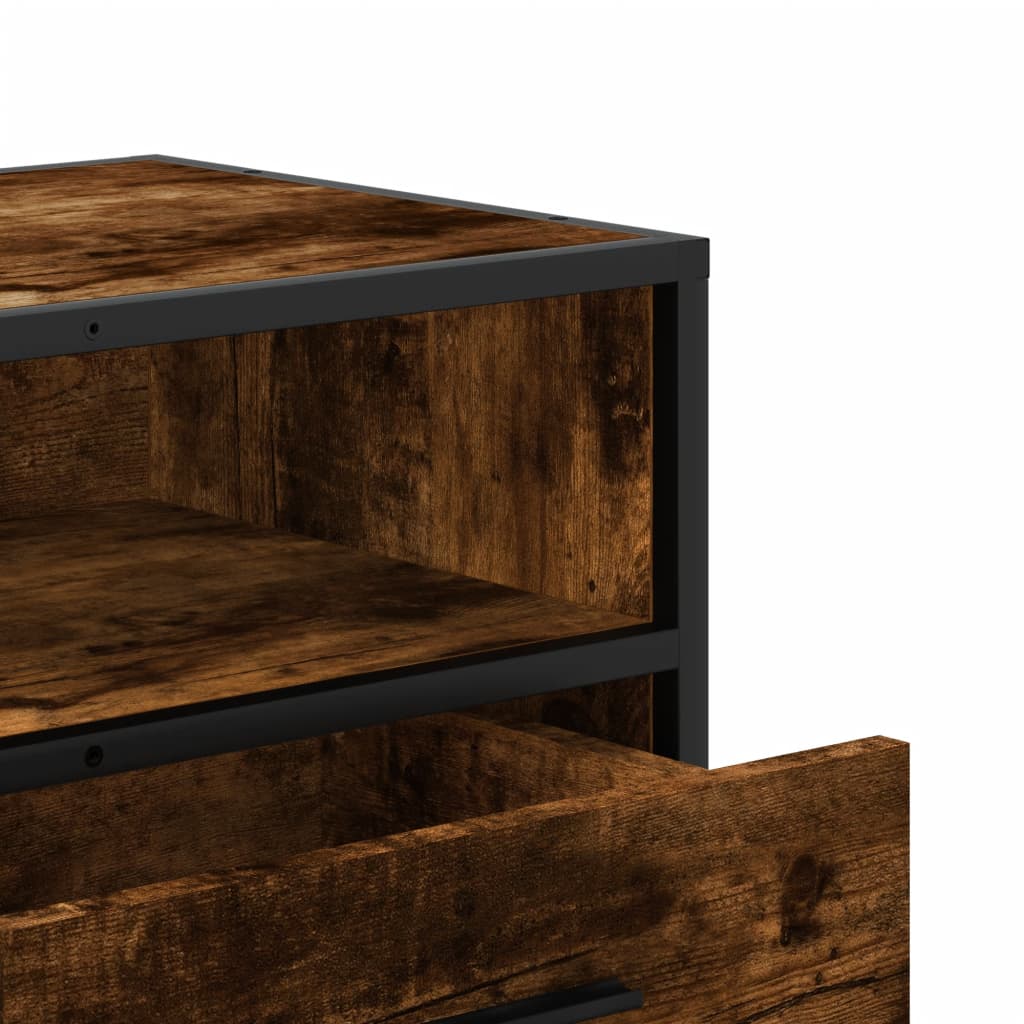 füstös tölgy színű szerelt fa és fém TV-szekrény 80x34,5x40 cm