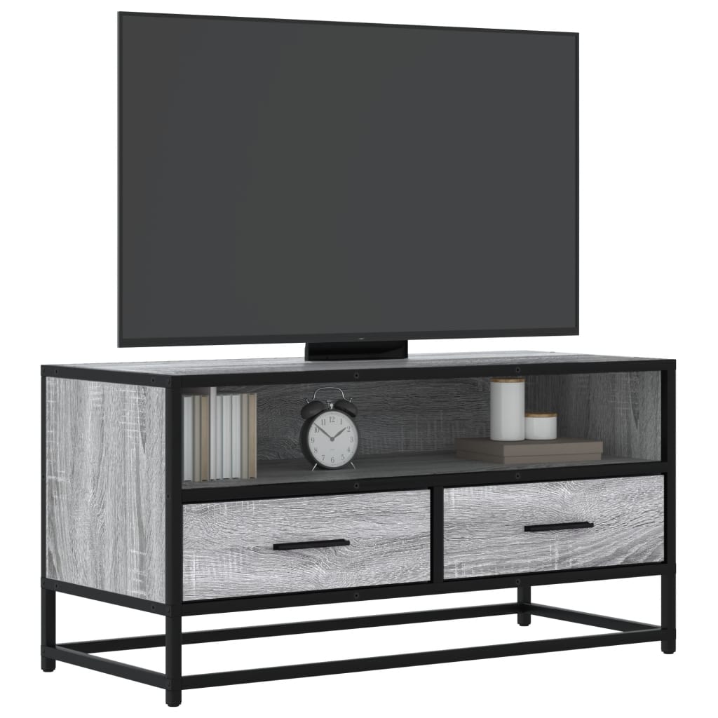 szürke sonoma színű szerelt fa és fém TV-szekrény 80x34,5x40 cm