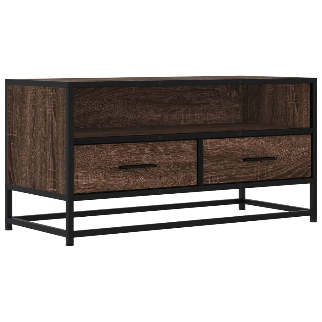 barna tölgy színű szerelt fa és fém TV-szekrény 80x34,5x40 cm