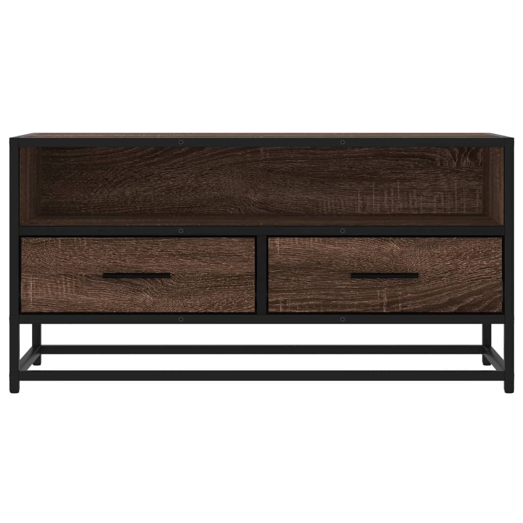 barna tölgy színű szerelt fa és fém TV-szekrény 80x34,5x40 cm