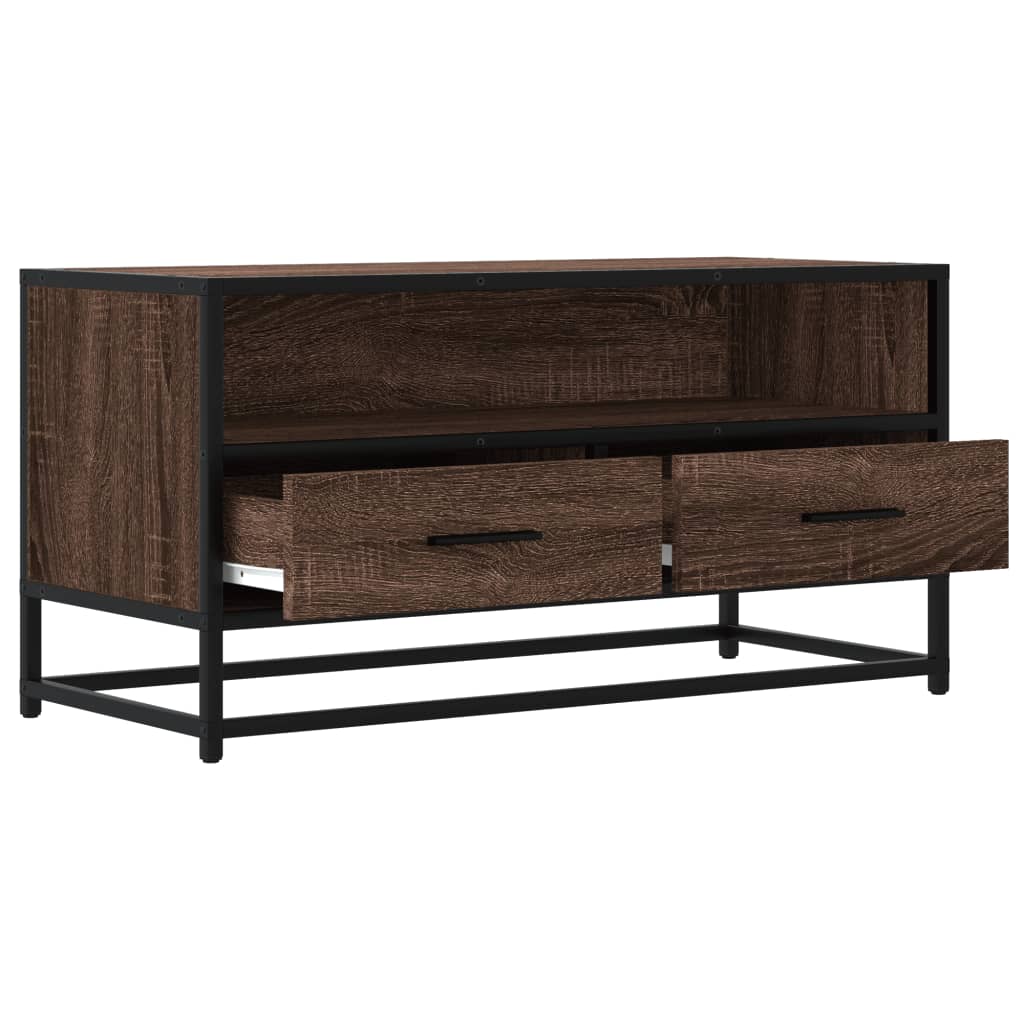 barna tölgy színű szerelt fa és fém TV-szekrény 80x34,5x40 cm