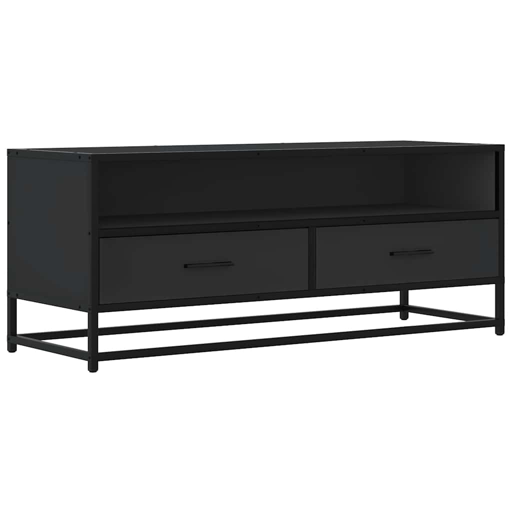 fekete szerelt fa és fém TV-szekrény 100x34,5x40 cm