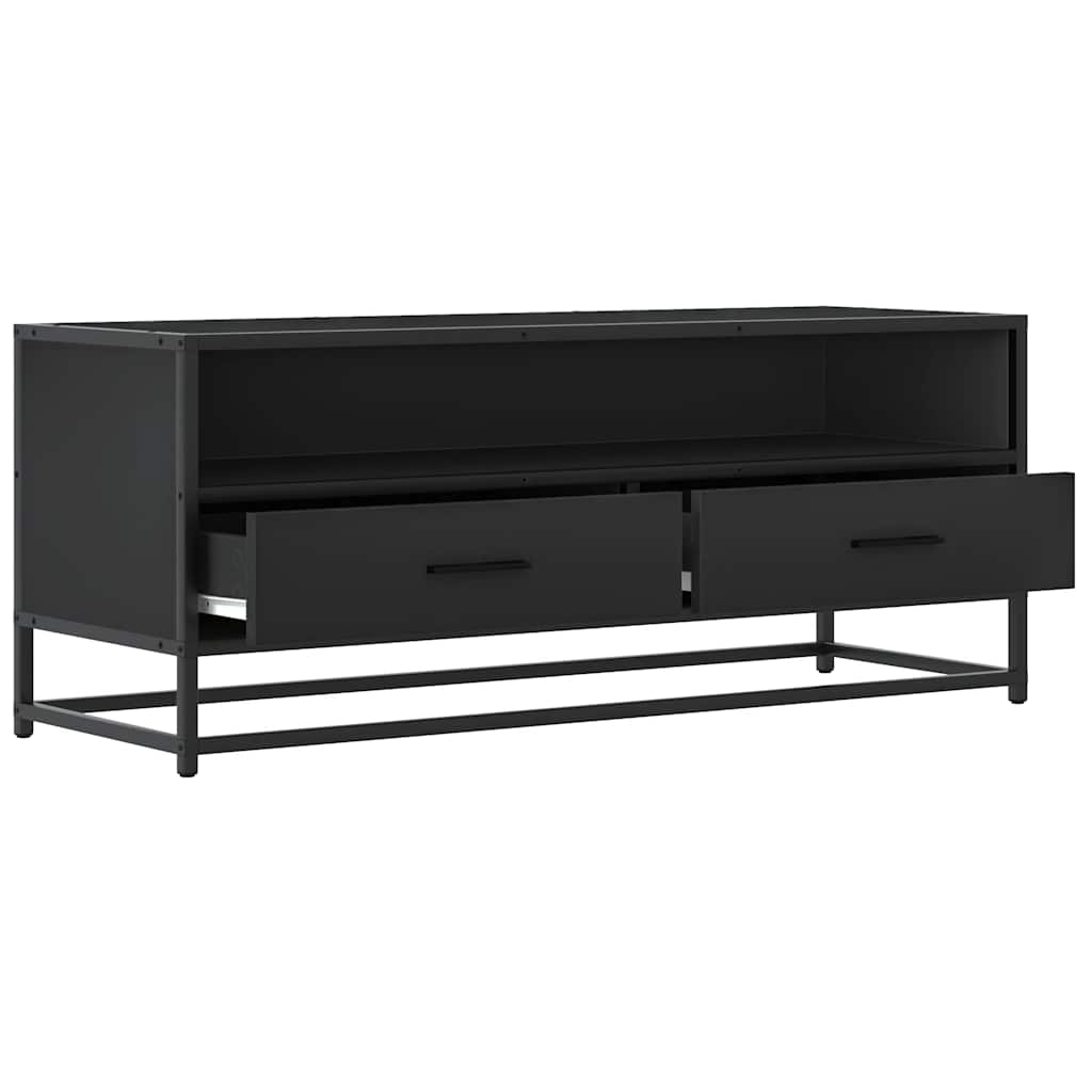 fekete szerelt fa és fém TV-szekrény 100x34,5x40 cm