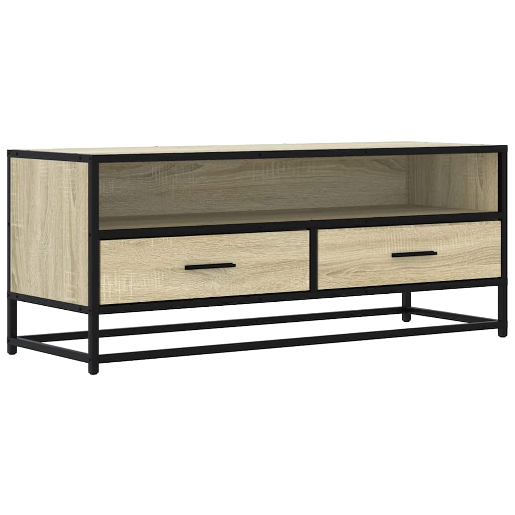 sonoma tölgy színű szerelt fa és fém TV-szekrény 100x34,5x40 cm
