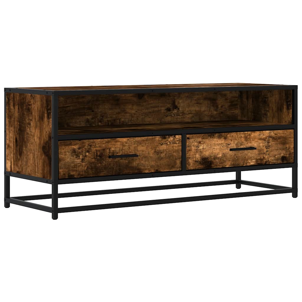 füstös tölgy színű szerelt fa és fém TV-szekrény 100x34,5x40 cm