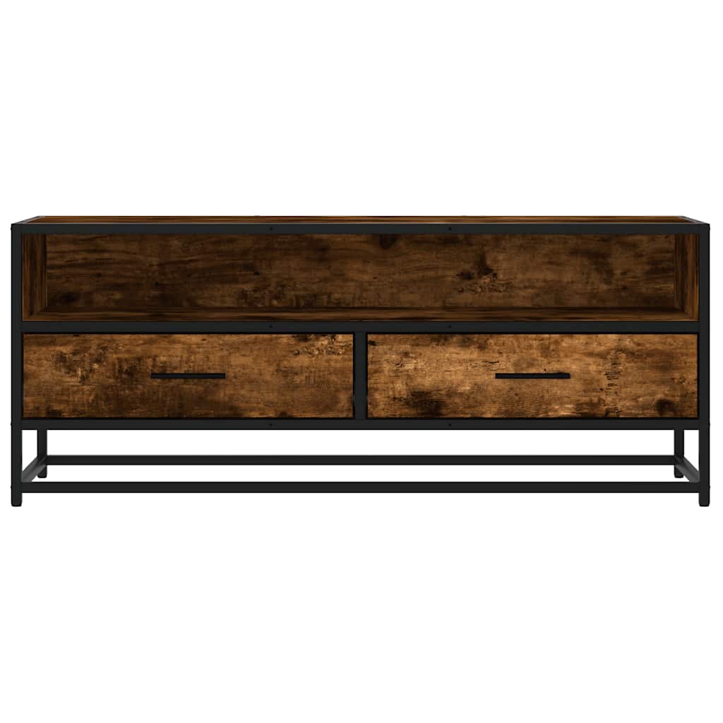 füstös tölgy színű szerelt fa és fém TV-szekrény 100x34,5x40 cm