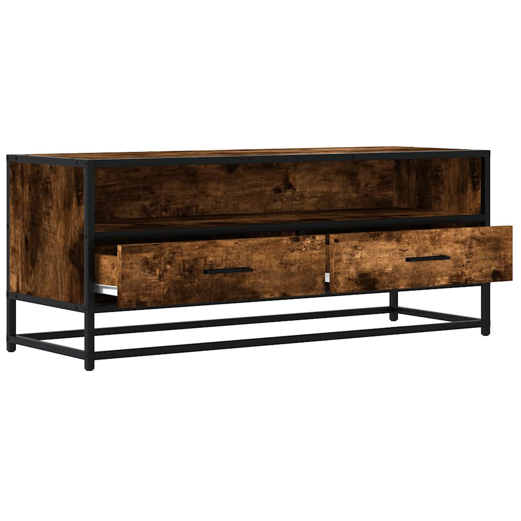 füstös tölgy színű szerelt fa és fém TV-szekrény 100x34,5x40 cm