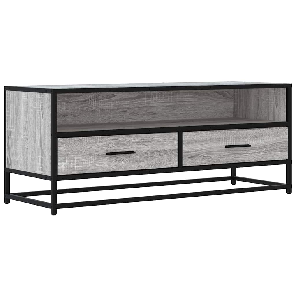 szürke sonoma színű szerelt fa és fém TV-szekrény 100x34,5x40cm