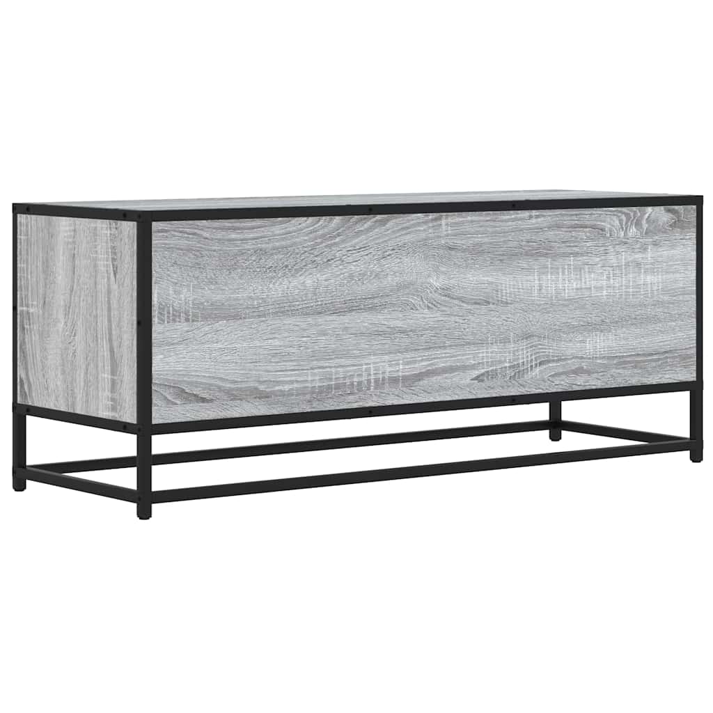 szürke sonoma színű szerelt fa és fém TV-szekrény 100x34,5x40cm
