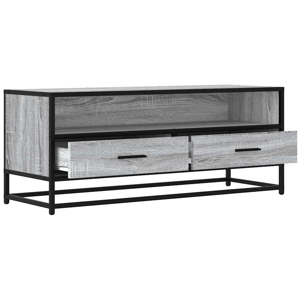 szürke sonoma színű szerelt fa és fém TV-szekrény 100x34,5x40cm