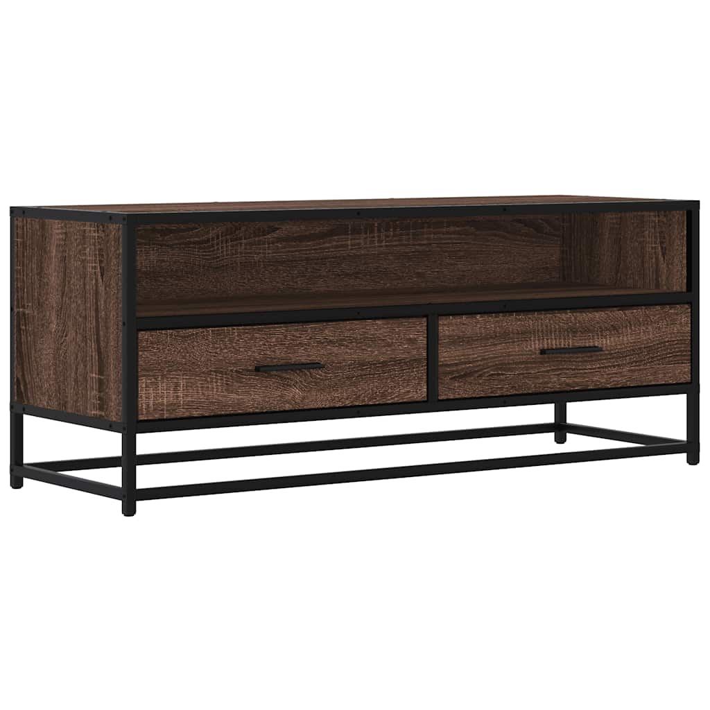 barna tölgy színű szerelt fa és fém TV-szekrény 100x34,5x40 cm