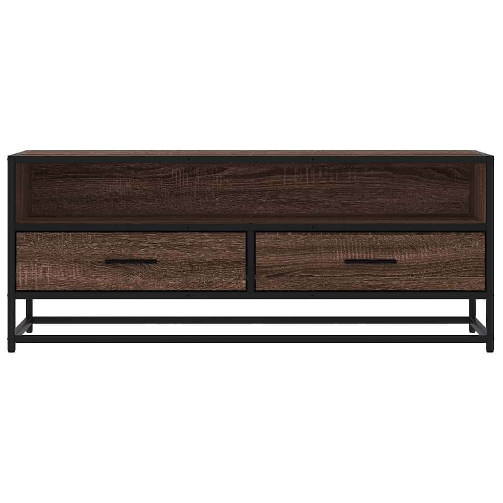 barna tölgy színű szerelt fa és fém TV-szekrény 100x34,5x40 cm