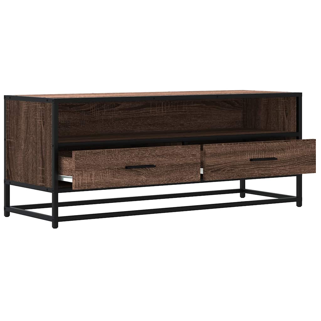 barna tölgy színű szerelt fa és fém TV-szekrény 100x34,5x40 cm