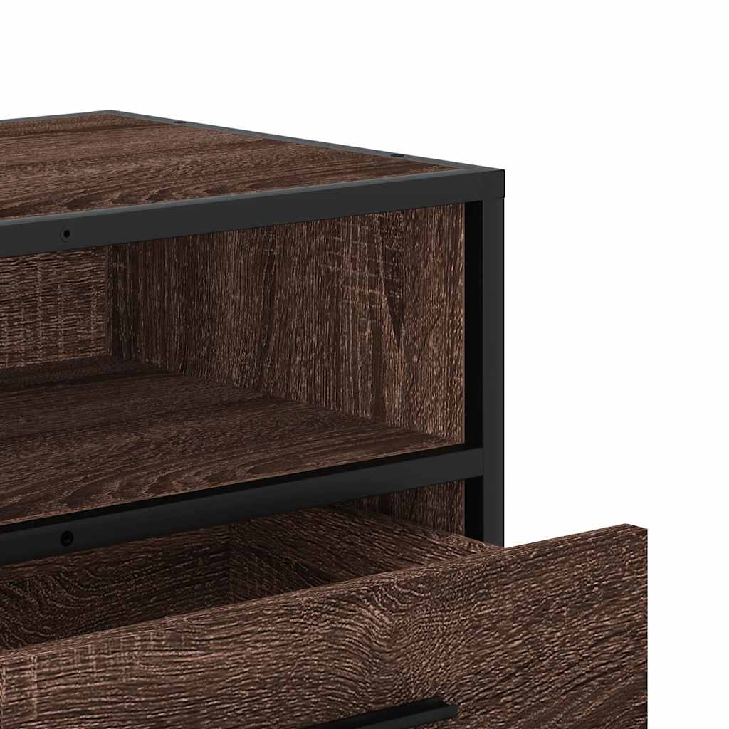 barna tölgy színű szerelt fa és fém TV-szekrény 100x34,5x40 cm