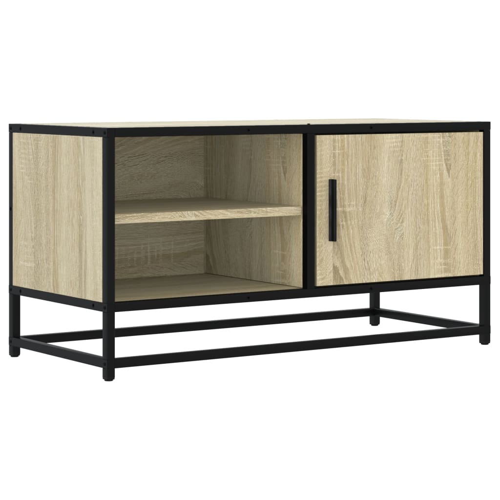 sonoma tölgyszínű szerelt fa és fém TV-szekrény 80x34,5x40 cm