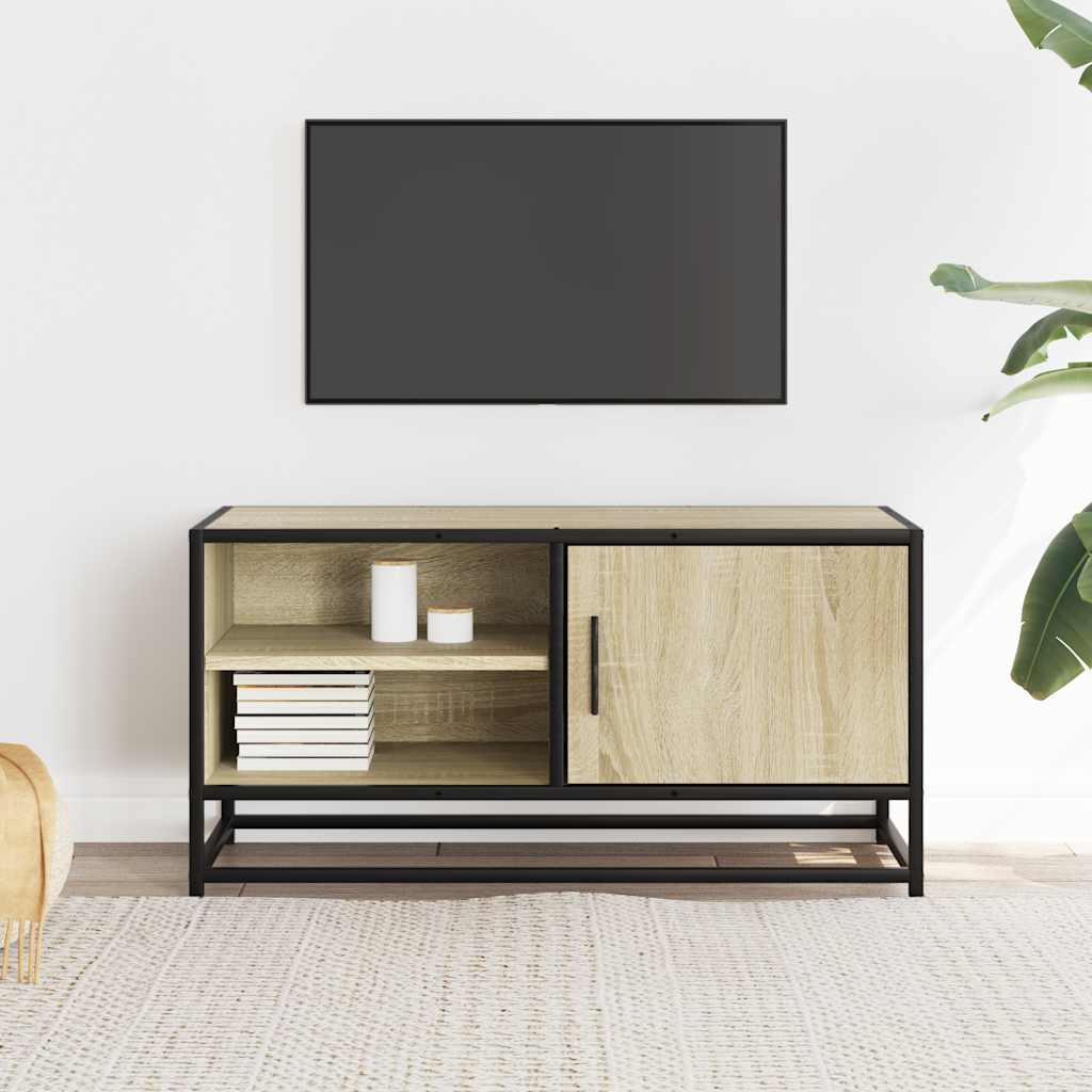sonoma tölgyszínű szerelt fa és fém TV-szekrény 80x34,5x40 cm