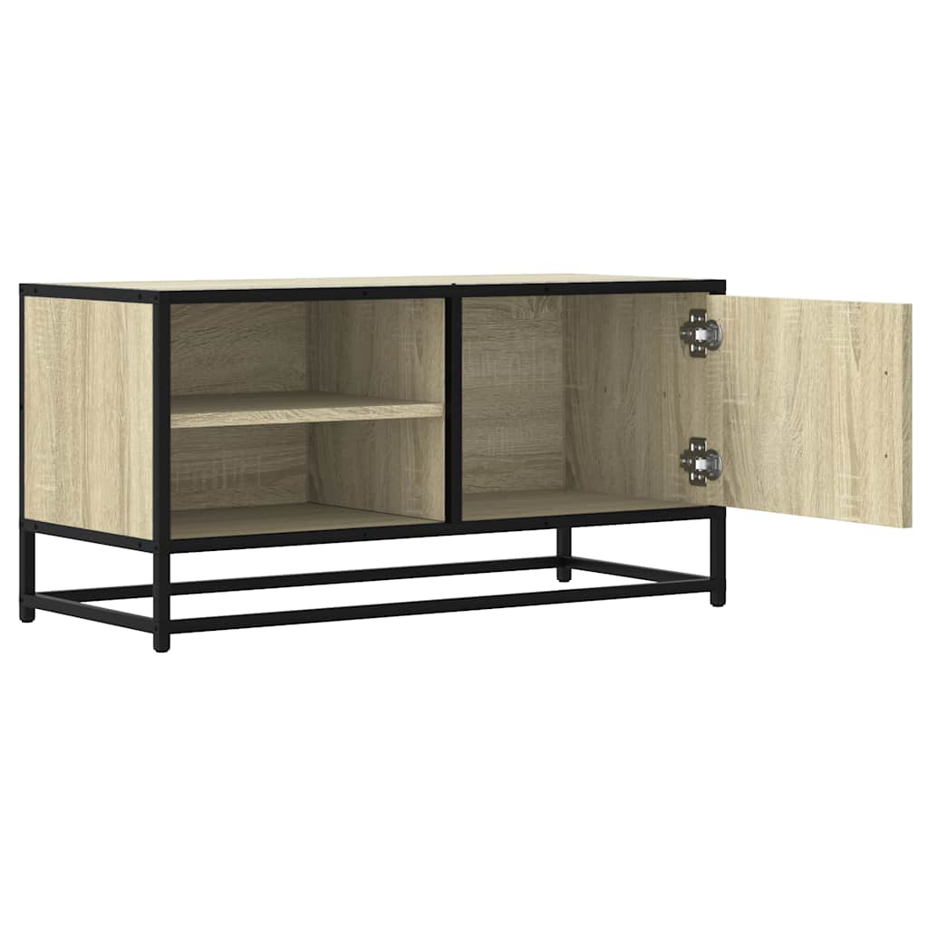 sonoma tölgyszínű szerelt fa és fém TV-szekrény 80x34,5x40 cm