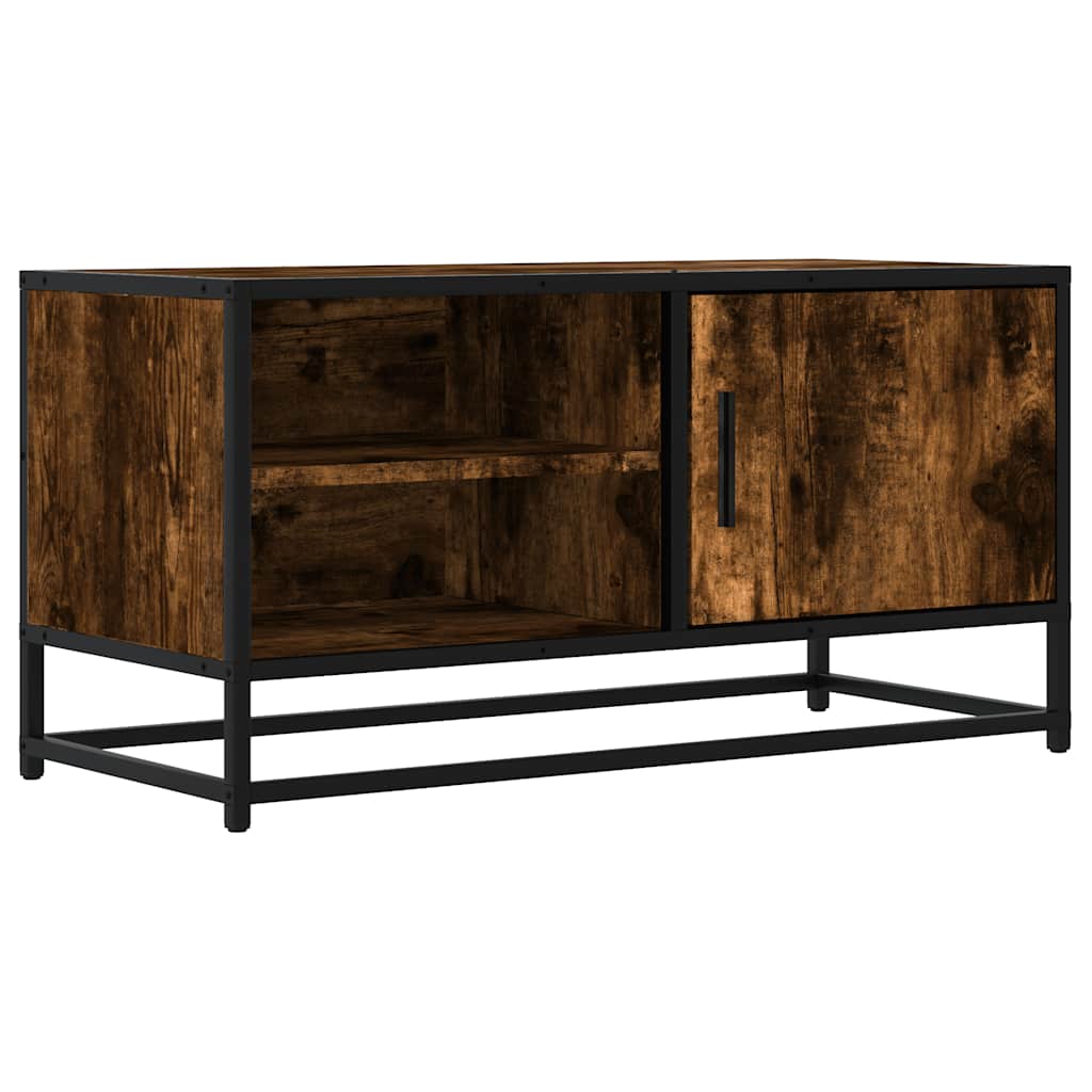 füstös tölgy színű szerelt fa és fém TV-szekrény 80x34,5x40 cm