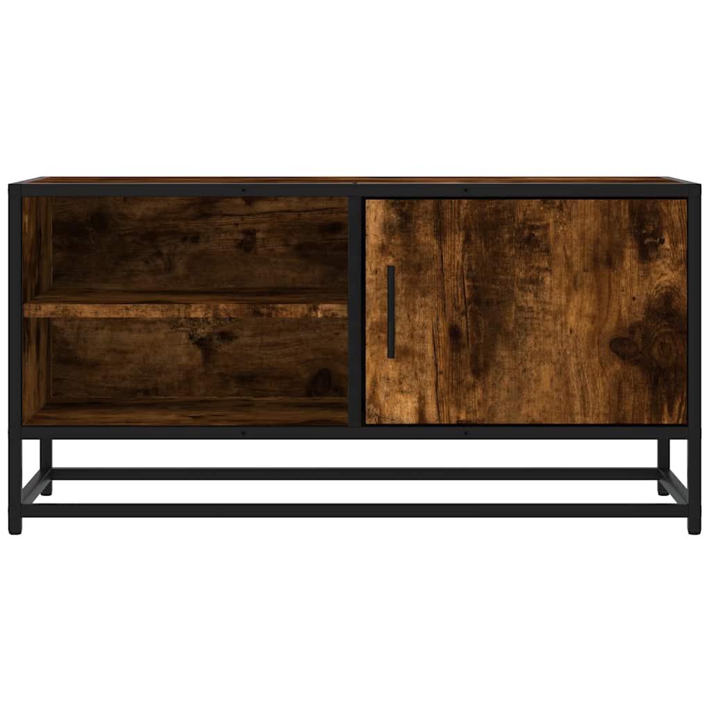 füstös tölgy színű szerelt fa és fém TV-szekrény 80x34,5x40 cm