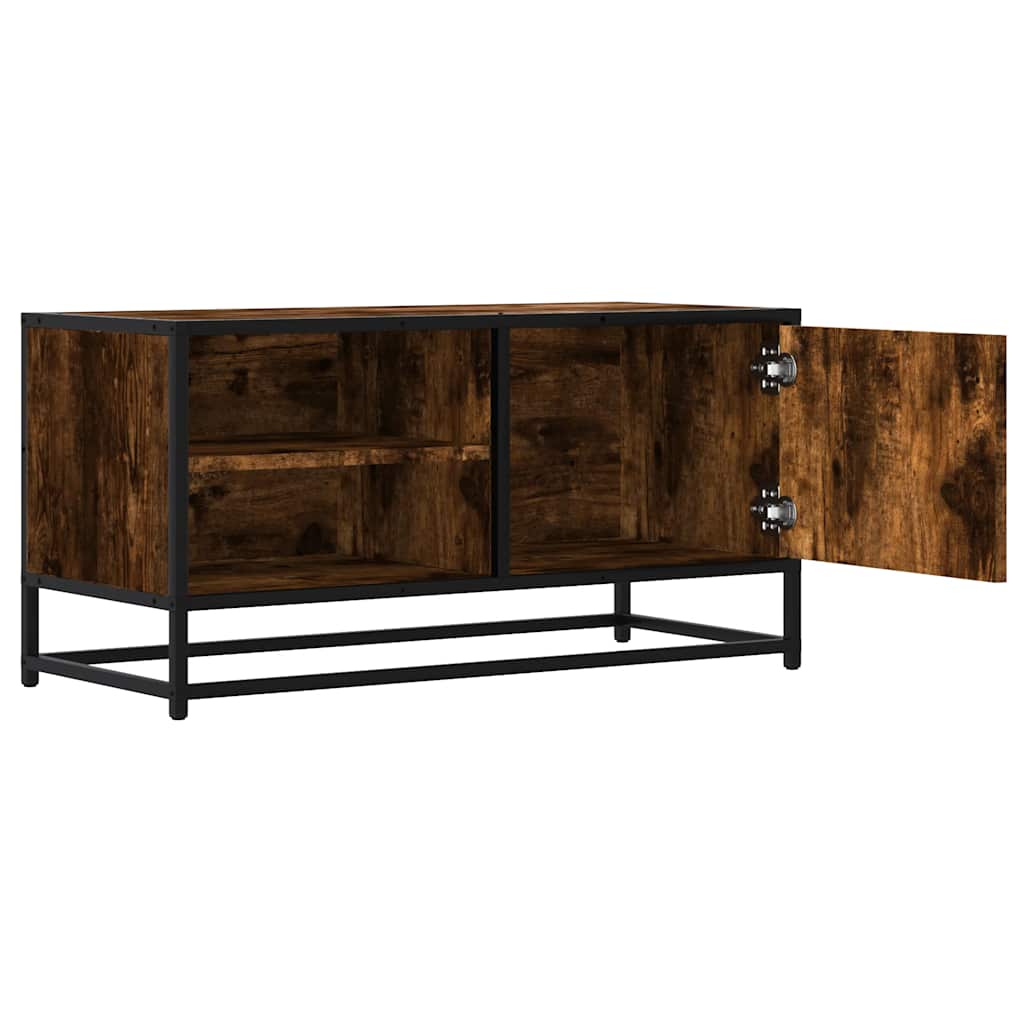 füstös tölgy színű szerelt fa és fém TV-szekrény 80x34,5x40 cm