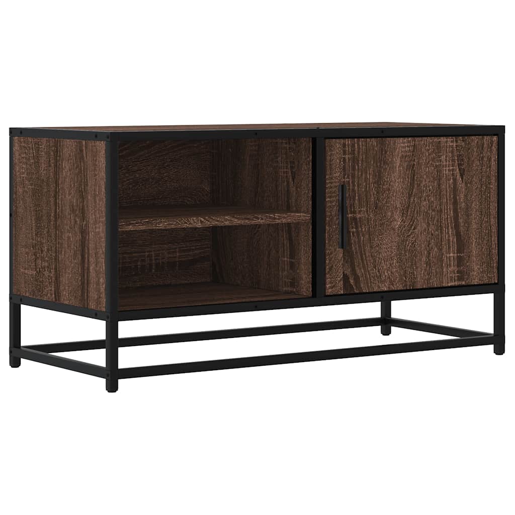 barna tölgy színű szerelt fa és fém TV-szekrény 80x34,5x40 cm