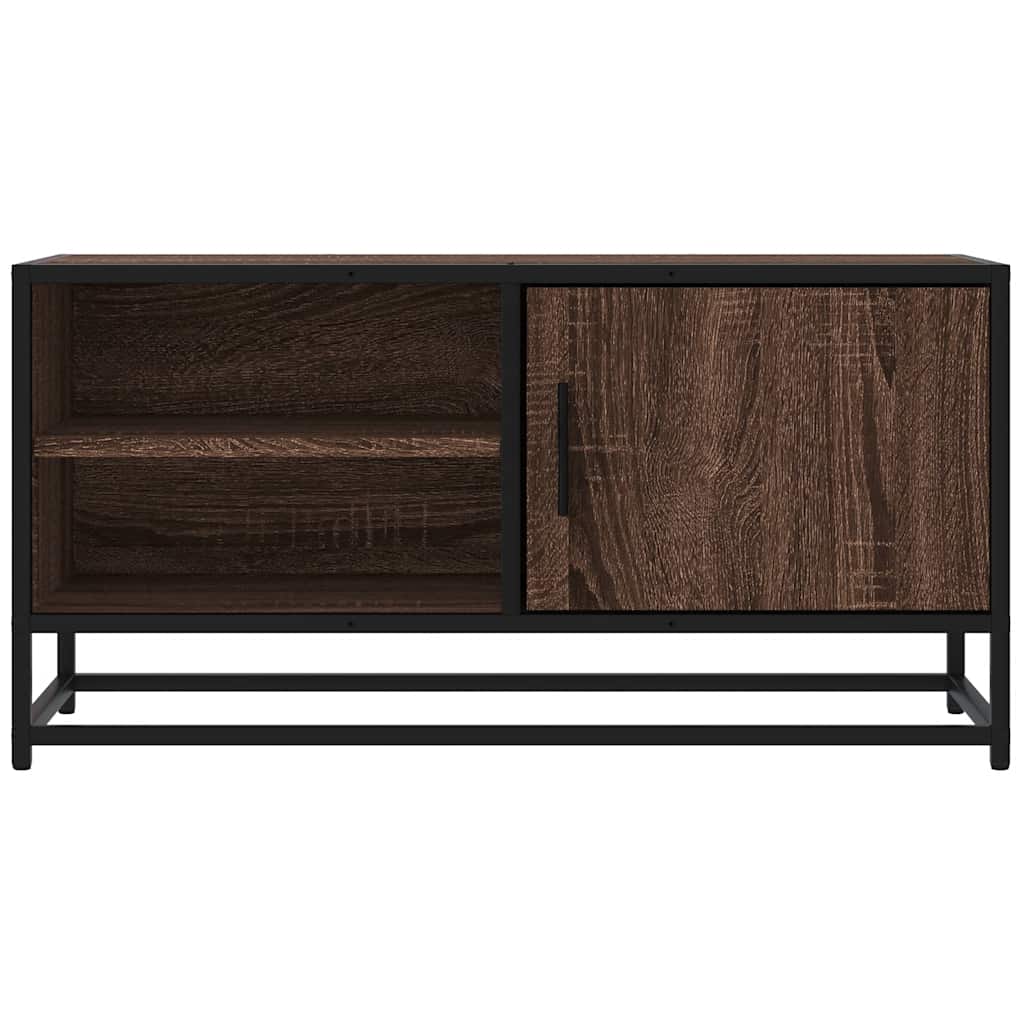 barna tölgy színű szerelt fa és fém TV-szekrény 80x34,5x40 cm