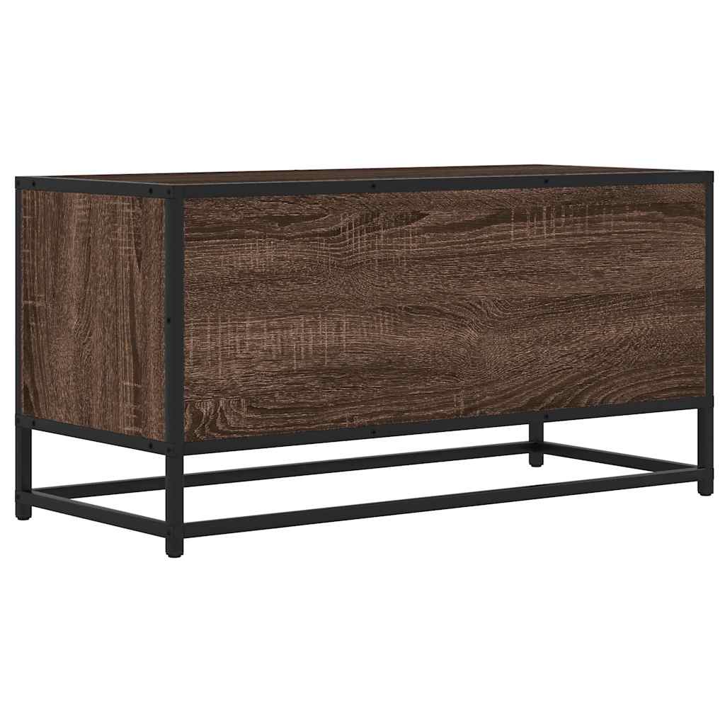 barna tölgy színű szerelt fa és fém TV-szekrény 80x34,5x40 cm
