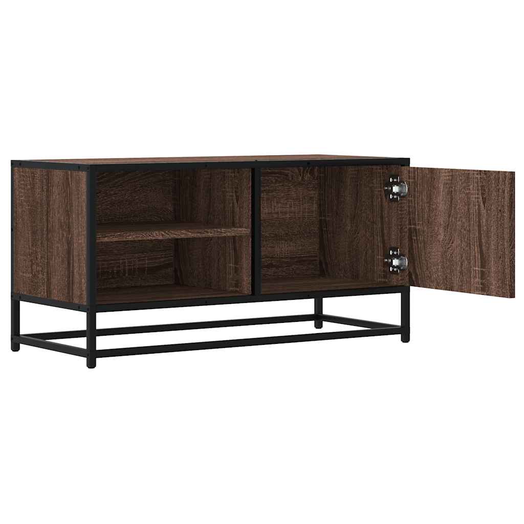 barna tölgy színű szerelt fa és fém TV-szekrény 80x34,5x40 cm