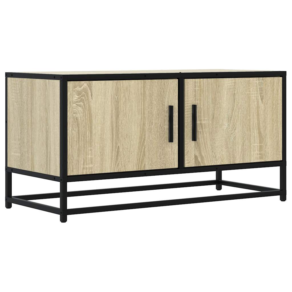 sonoma tölgyszínű szerelt fa és fém TV-szekrény 80x34,5x40 cm