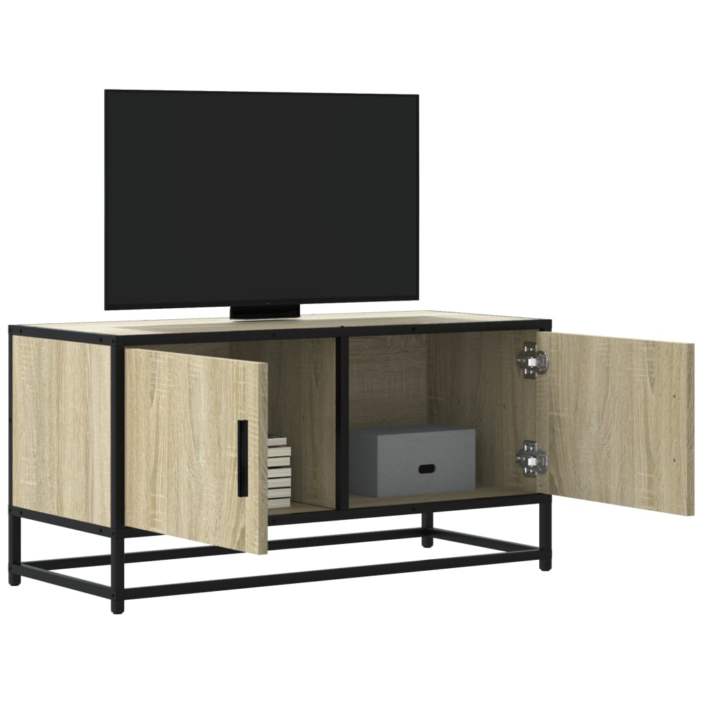 sonoma tölgyszínű szerelt fa és fém TV-szekrény 80x34,5x40 cm