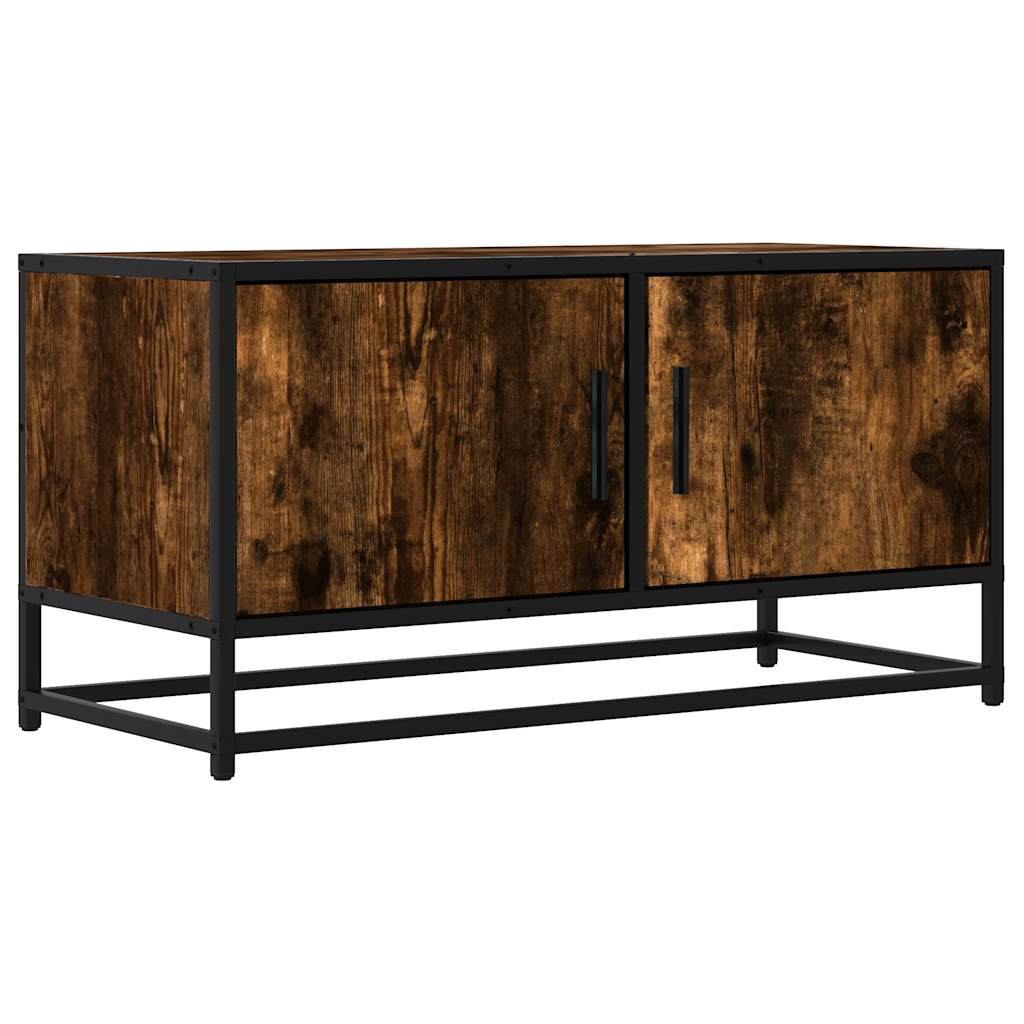 füstös tölgy színű szerelt fa és fém TV-szekrény 80x34,5x40 cm