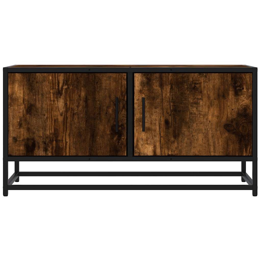 füstös tölgy színű szerelt fa és fém TV-szekrény 80x34,5x40 cm