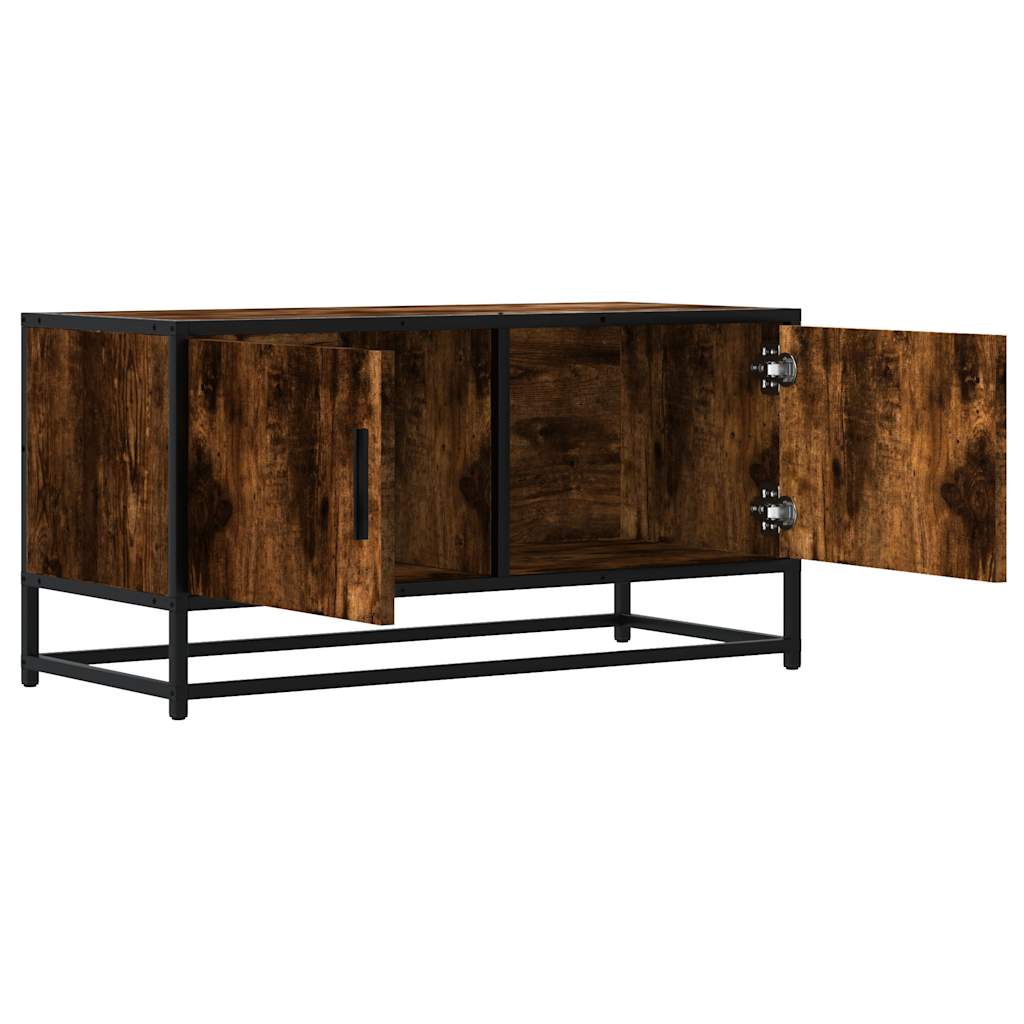 füstös tölgy színű szerelt fa és fém TV-szekrény 80x34,5x40 cm