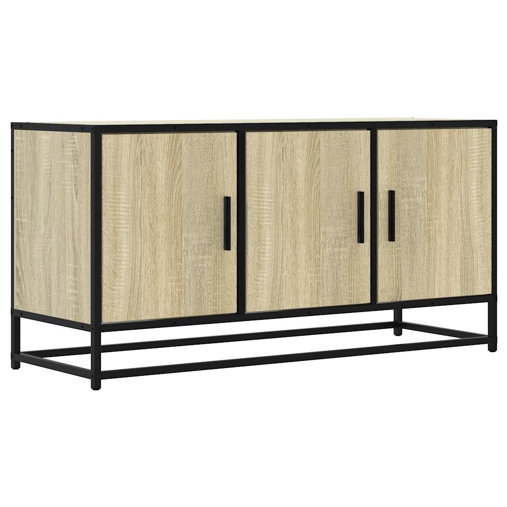 sonoma tölgy színű szerelt fa és fém TV-szekrény 100x35x50 cm