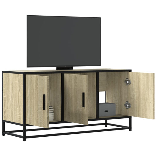 sonoma tölgy színű szerelt fa és fém TV-szekrény 100x35x50 cm