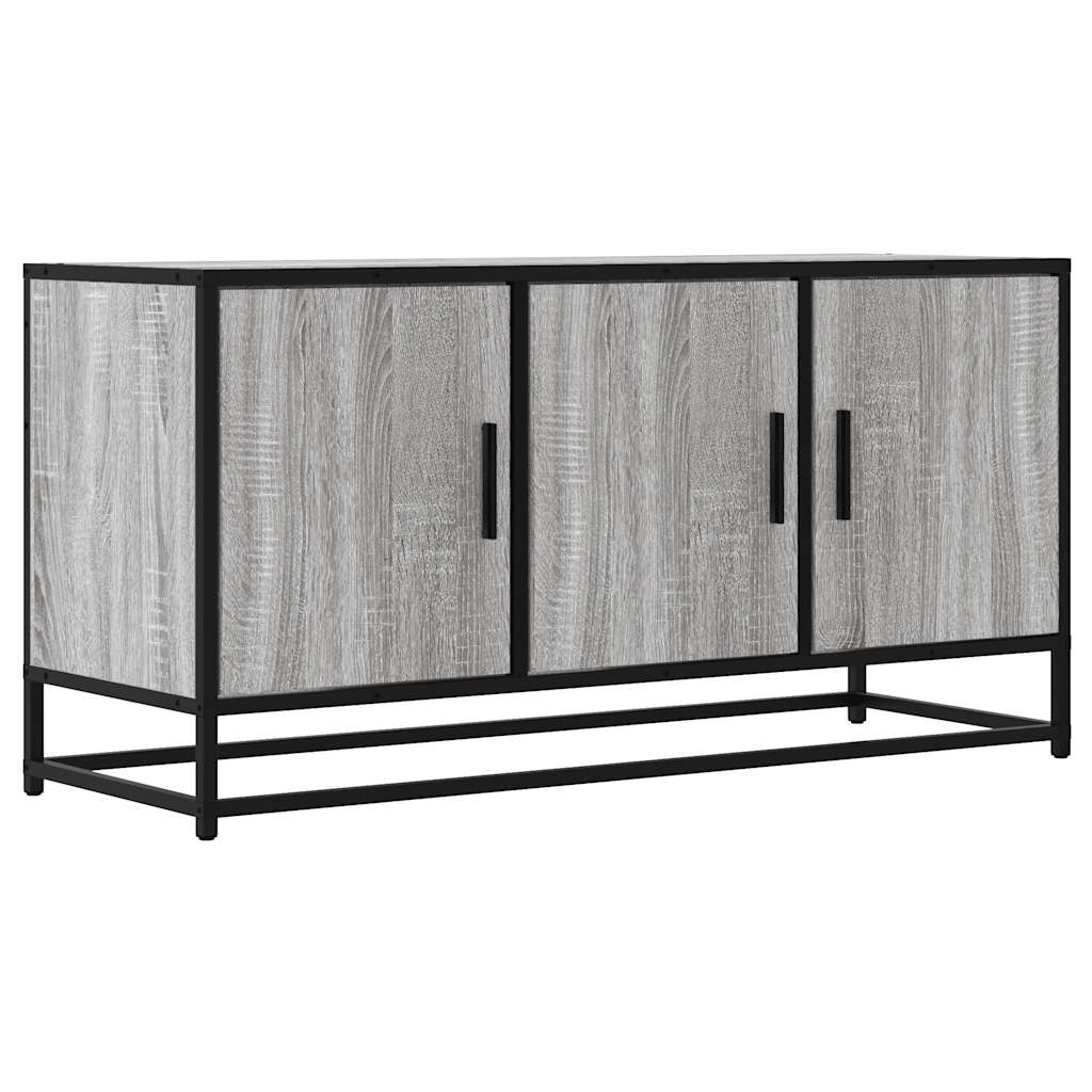 szürke sonoma színű szerelt fa és fém TV-szekrény 100x35x50 cm