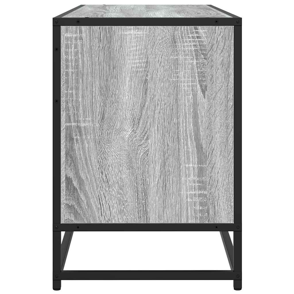 szürke sonoma színű szerelt fa és fém TV-szekrény 100x35x50 cm