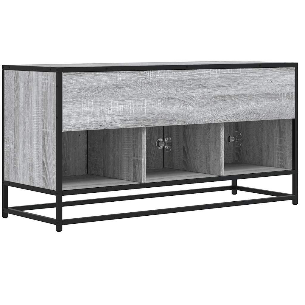 szürke sonoma színű szerelt fa és fém TV-szekrény 100x35x50 cm
