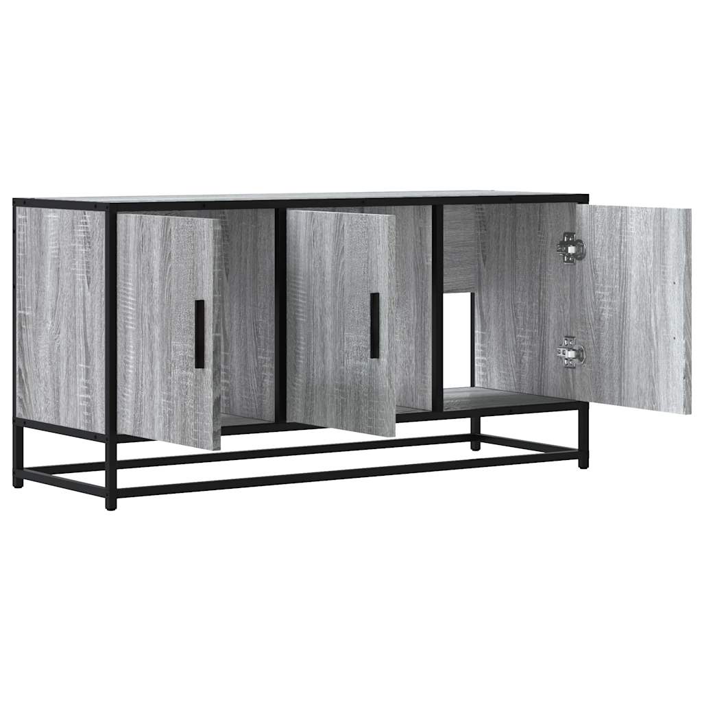 szürke sonoma színű szerelt fa és fém TV-szekrény 100x35x50 cm