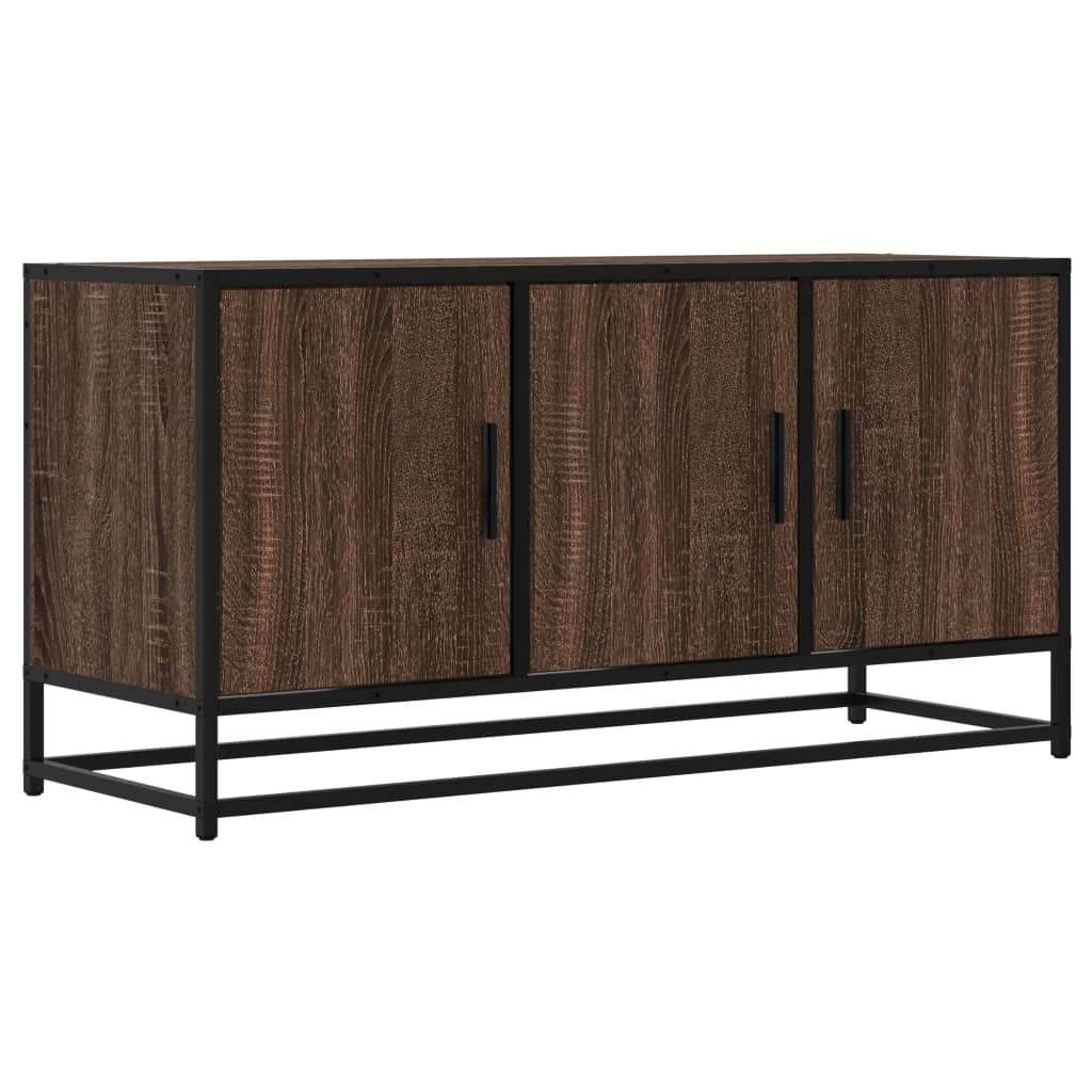 barna tölgy színű szerelt fa és fém TV-szekrény 100x35x50 cm