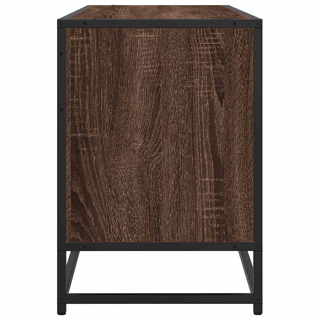 barna tölgy színű szerelt fa és fém TV-szekrény 100x35x50 cm