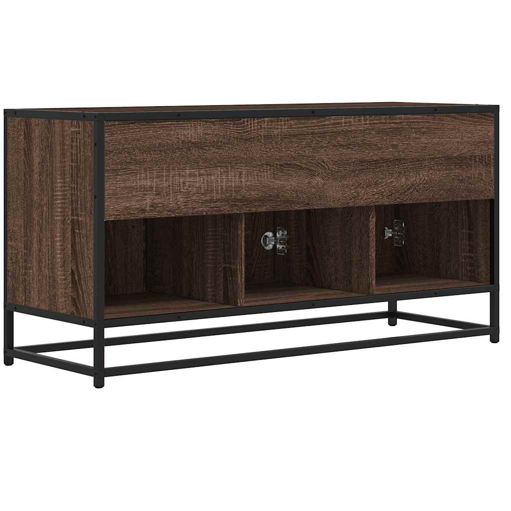 barna tölgy színű szerelt fa és fém TV-szekrény 100x35x50 cm